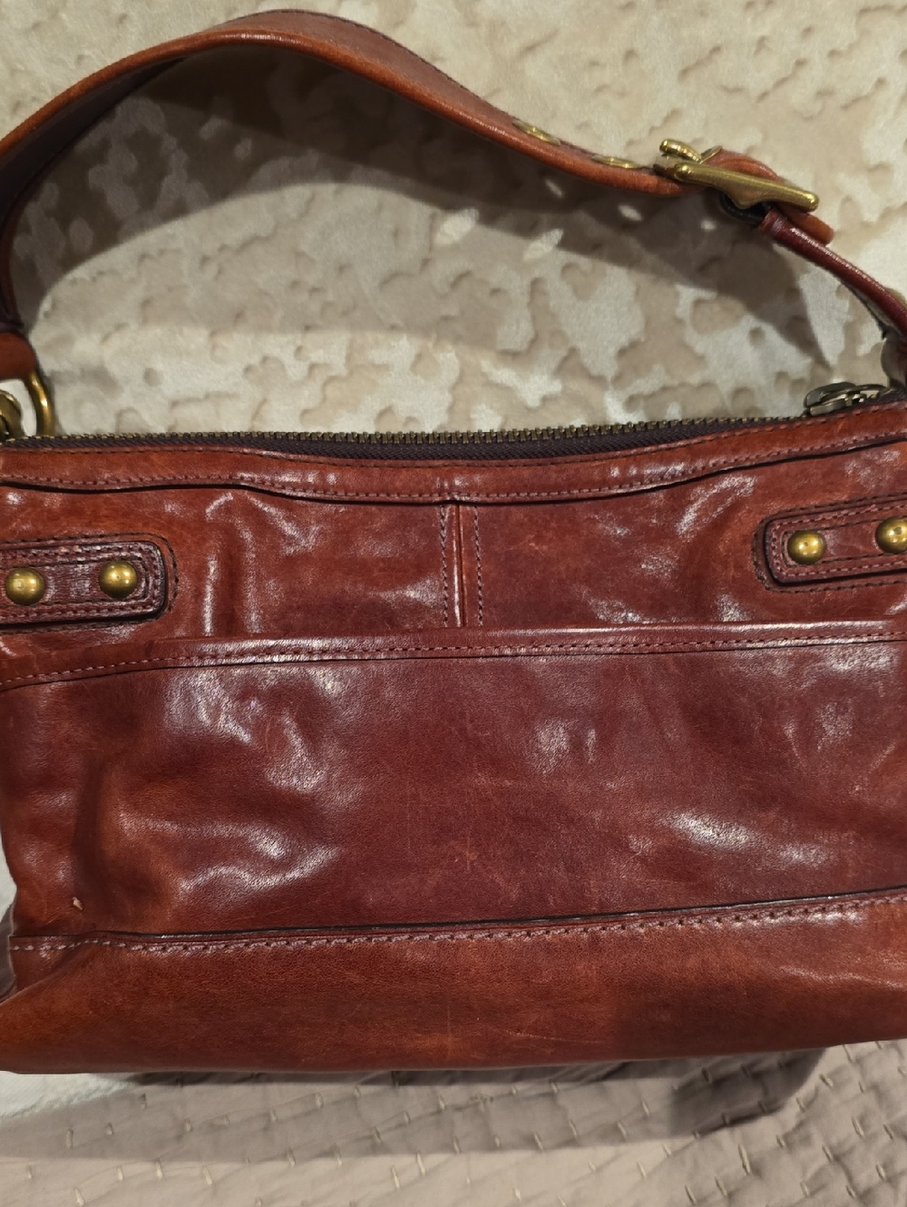 Vintage Coach Chestnut Brown Leather Shoulder Bag with Turnlock - Picture 7 of 12